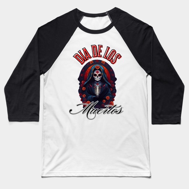 Dia De Los Muertos-Text Baseball T-Shirt by Absinthe Society 